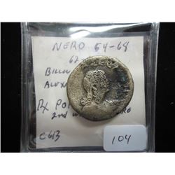54-68 A.D. NERO BILLON TETRADRACHM ANCIENT COIN