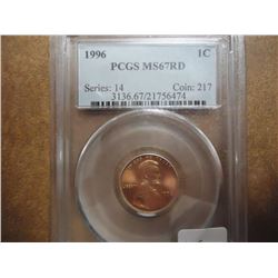 1996 LINCOLN CENT PCGS MS67RD