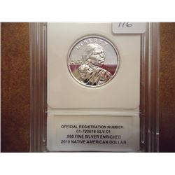 2010 NATIVE AMERICAN $ .999 FINE SILVER ENRICHED