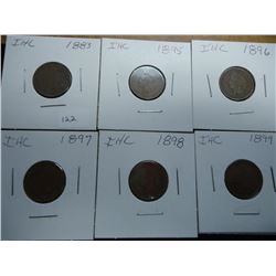 1883,1895,1896,97,98 & 1899 INDIAN HEAD CENTS
