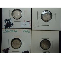 1902,03,06 & 07 CANADA SILVER 5 CENTS