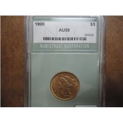 1900 US $5 GOLD LIBERTY NTC AU58