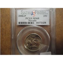 2006-P NEVADA QUARTER PCGS MS68 SATIN FINISH