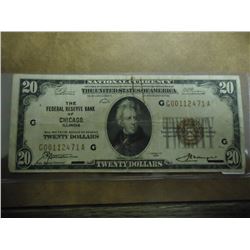 1929 $20 NATIONAL CURRENCY CHICAGO