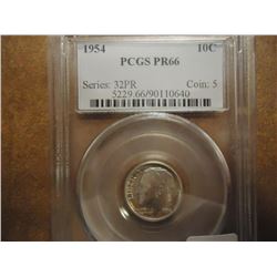 1954 SILVER ROOSEVELT DIME PCGS PR66