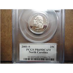 2001-S NORTH CAROLINA QUARTER PCGS PR69 DCAM