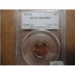 1971-S LINCOLN CENT PCGS MS65 RD