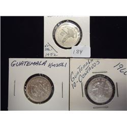 GUATEMALA 1950 UNC, 1952 & 1960 UNC 10 CENTAVOS