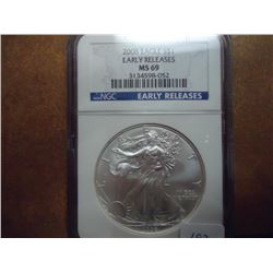 2008 AMERICAN SILVER EAGLE NGC MS69 EARLY RELEASES