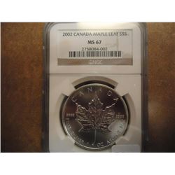 2002 CANADA MAPLE LEAF $5 NGC MS67
