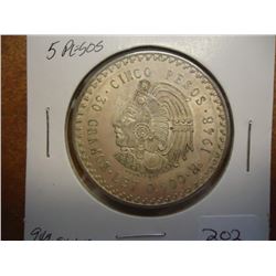 1948 MEXICO SILVER 5 PESO .8680 OZ. ASW