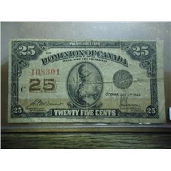 1923 DOMINION OF CANADA 25 CENT FRACTIONAL