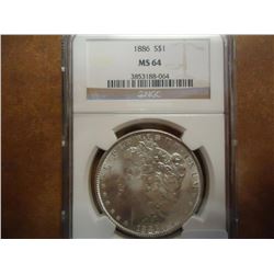 1886 MORGAN SILVER DOLLAR NGC MS64