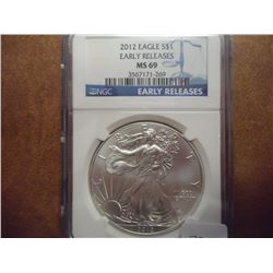 2012 AMERICAN SILVER EAGLE NGC MS69 EARLY RELEASES