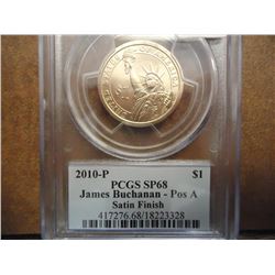 2010-P BUCHANAN DOLLAR PCGS SP68 POS. A