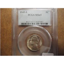 1945-S 35% SILVER JEFFERSON WAR NICKEL PCGS MS65