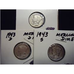 1943 P/D/S MERCURY DIMES