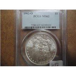 1902-O MORGAN SILVER DOLLAR PCGS MS62