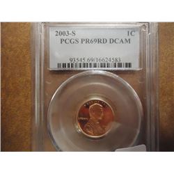 2003-S LINCOLN CENT PCGS PR69RD DCAM