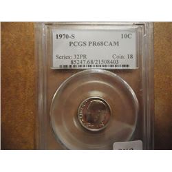 1970-S ROOSEVELT DIME PCGS PR68 CAM
