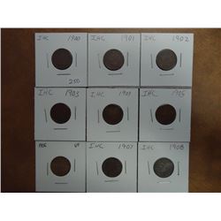 1900-1908 INDIAN HEAD CENTS 9 COINS
