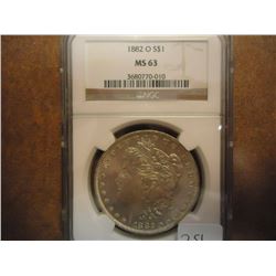 1882-O MORGAN SILVER DOLLAR NGC MS63