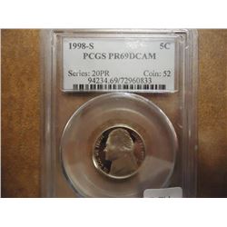 1998-S JEFFERSON NICKEL PCGS PR69 DCAM