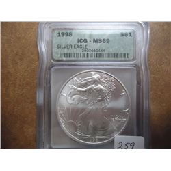 1998 AMERICAN SILVER EAGLE ICG MS69