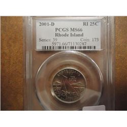 2001-D RHODE ISLAND QUARTER PCGS MS66