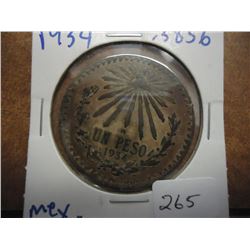 1934-M MEXICO SILVER PESO .3856 OZ. ASW CAP & RAYS