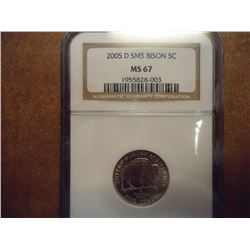 2005-D SMS BISON NICKEL NGC MS67