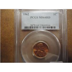 1962 LINCOLN CENT PCGS MS64RD