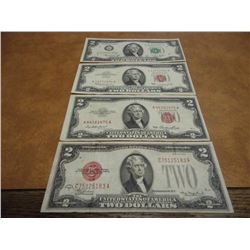 4-US $2 NOTES 1928-D, 1953, 1963 & 1976