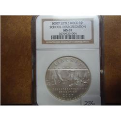 2007-P LITTLE ROCK SILVER DOLLAR NGC MS69