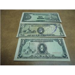 1,5 & 10 PESOS JAPANESE/PHILIPINNES INVASION NOTES