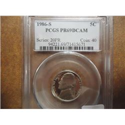 1986-S JEFFERSON NICKEL PCGS PR69 DCAM
