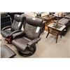 Image 2 : OSLO BROWN LEATHER SWIVEL EASY CHAIR WITH OTTOMAN RETAIL PRICE $2199