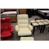 Image 2 : OSLO CREAM LEATHER SWIVEL EASY CHAIR WITH OTTOMAN RETAIL PRICE $1999