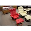 Image 2 : RED LEATHER MODERN  EASY CHAIR WITH OTTOMAN RETAIL PRICE $1,299