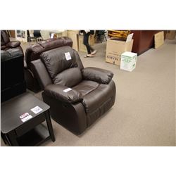 DARK BROW BONDED LEATHER RECLINING EASY CHAIR RETAIL PRICE $699