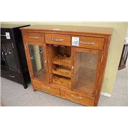 CHERRY GLASS DOOR LIQUOR CABINET