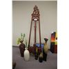 Image 1 : MAHOGANY PICTURE EASEL, VASES AND DECOR ITEMS