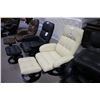 Image 2 : CREAM LEATHER RECLINER WITH OTTOMAN