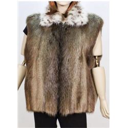 Natural Beaver Vest with Fox Trimmed Collar