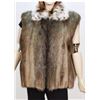 Image 1 : Natural Beaver Vest with Fox Trimmed Collar