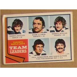 TORONTO MAPLE LEAFS TEAM LEADERS GRADED CARD SITTLER PAUL HENDERSON ULLMAN TOPPS