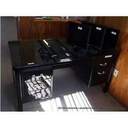 BLACK METAL GLASS TOP DESK