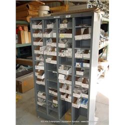 METAL PARTS BIN SHELVING UNIT & CONTENTS