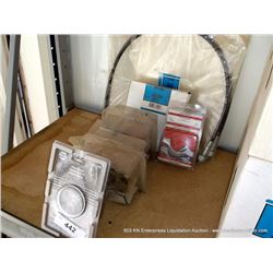 LOT: AMP GAUGE, DRIVE CABLE PROOF METER, MUFFLER CLAMP, PROOF METERS