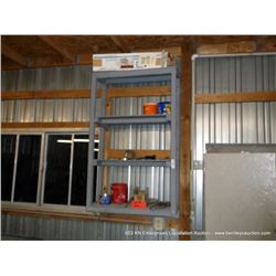 WOODEN SHELVING & CONTENTS